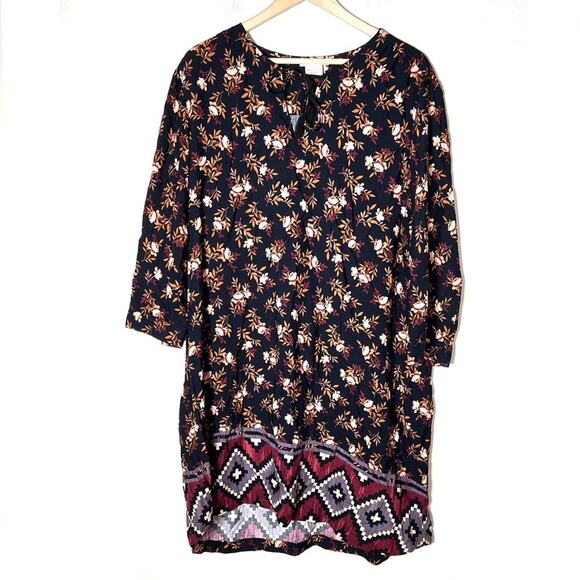 beachlunchlounge Dresses & Skirts - Beach Lunch Lounge black brown floral casual shift dress/swimsuit cover XXL B120